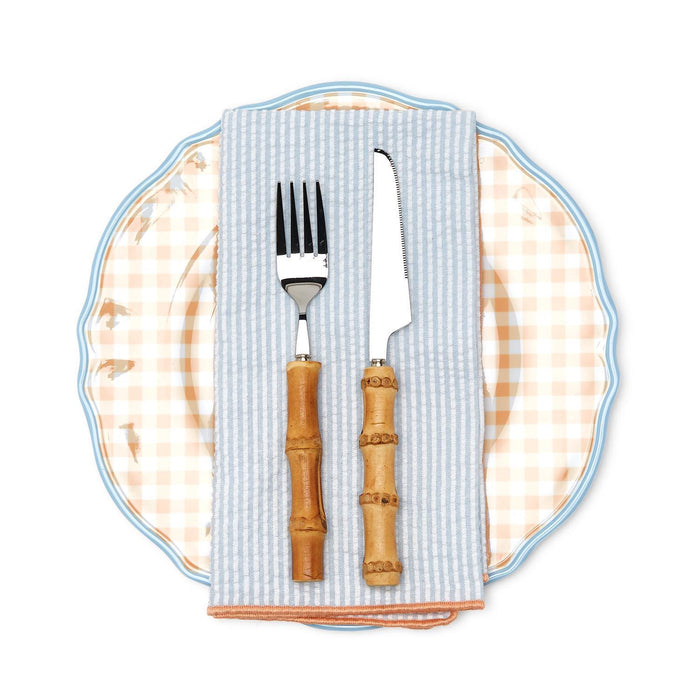 Gingham Garden Melamine Dinner Plates (Set of 4)