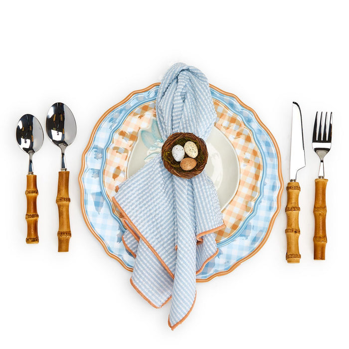 Gingham Garden Melamine Dinner Plates (Set of 4)