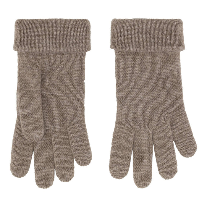 Glat strikket cashmere handsker i mørk beige