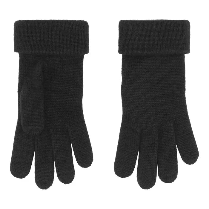 Glat strikket cashmere handsker i sort