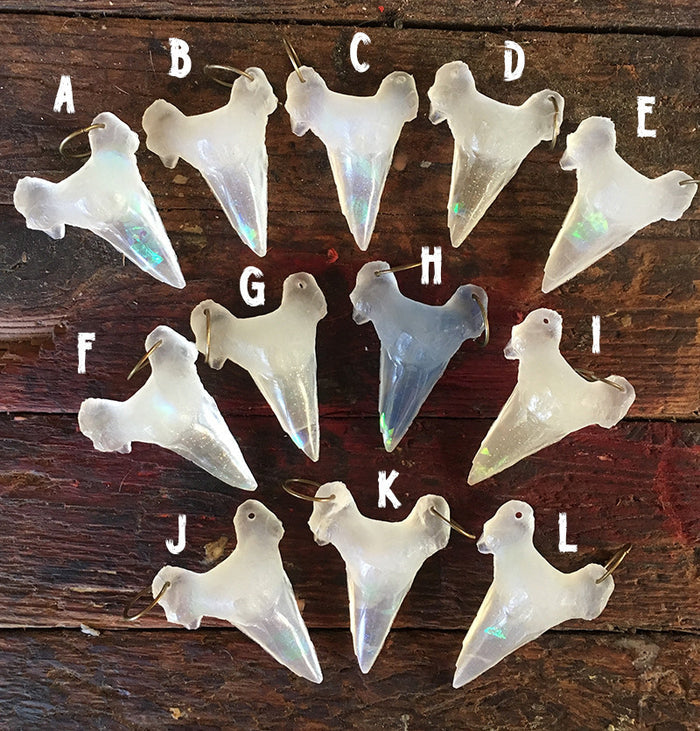 GLOW IN THE DARK URETHANE FOSSIL SHARK TOOTH PENDANT- LARGE