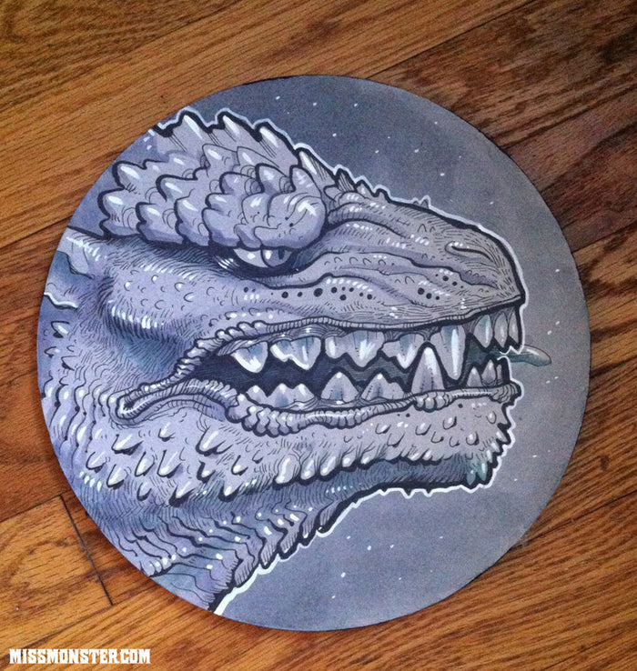 GODZILLA ORIGINAL INK DRAWING- BARE TEETH