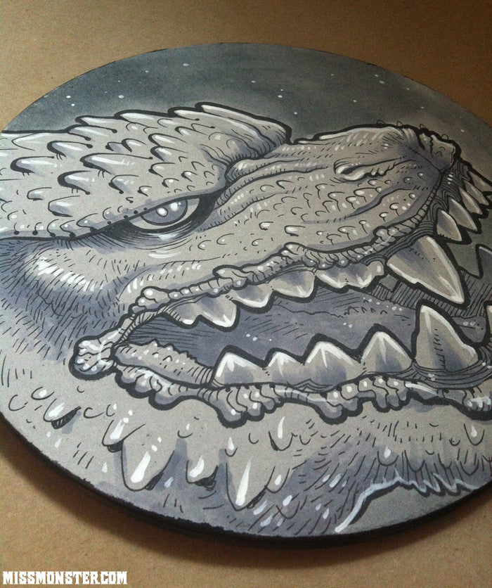 GODZILLA ORIGINAL INK DRAWING- GRIMACE