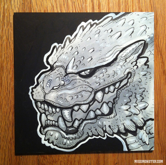 GODZILLA ORIGINAL INK DRAWING- GRIN