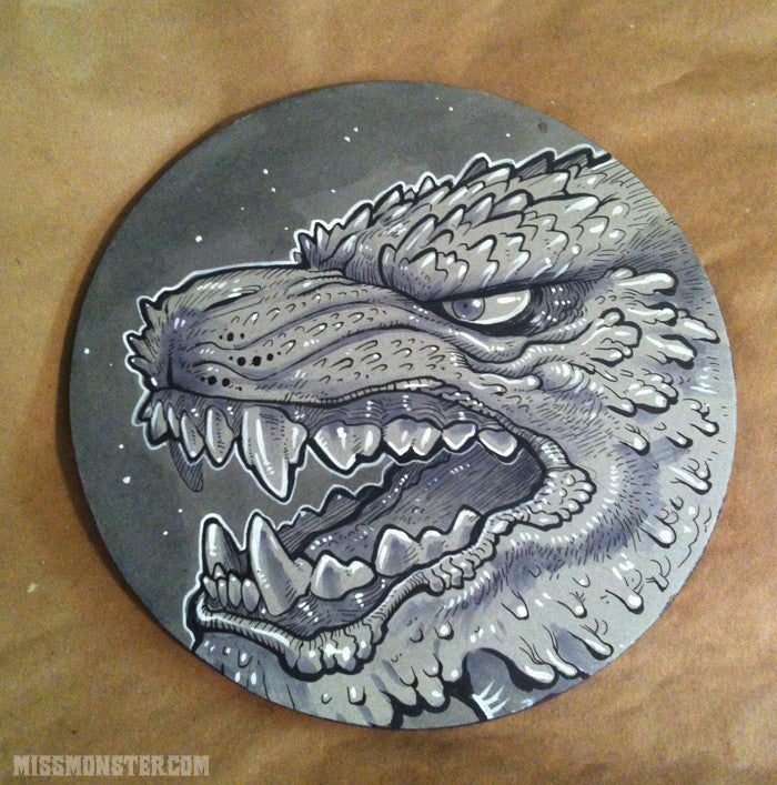 GODZILLA ORIGINAL INK DRAWING- GRUMPY