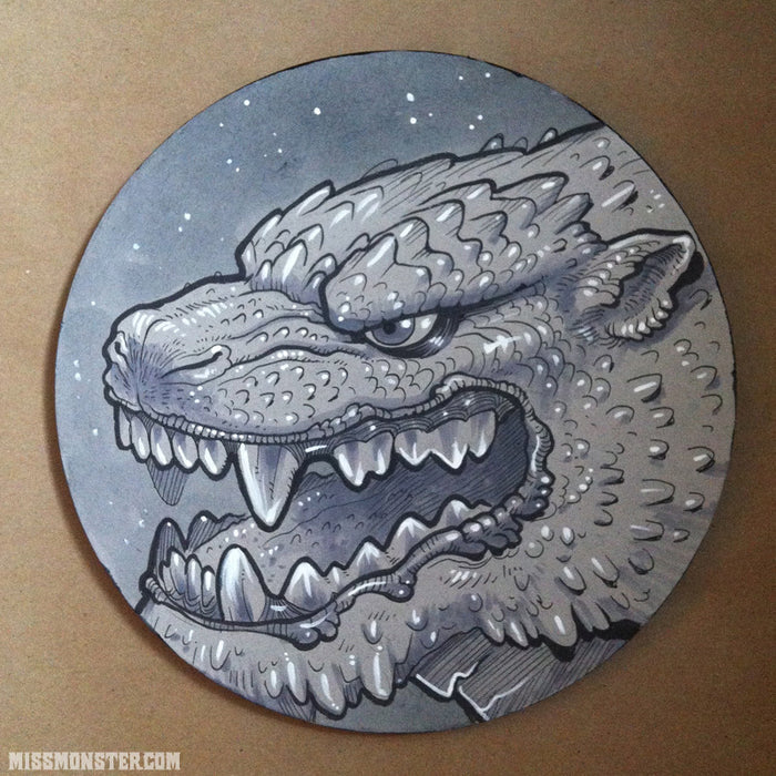 GODZILLA ORIGINAL INK DRAWING- SNARLY