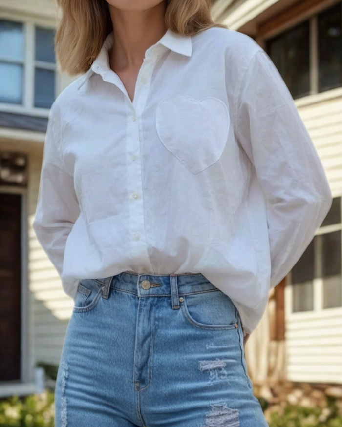 Good Boyfriend Shirt | White + Heart Pocket