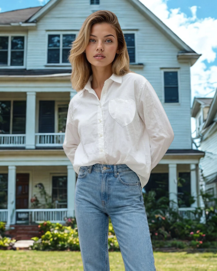 Good Boyfriend Shirt | White + Heart Pocket