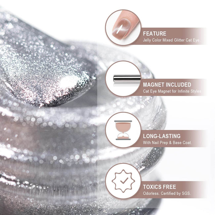 RARJSM ®Gray Purple Velvet Effect Ice Jelly Cat Eye Gel Polish 15ml