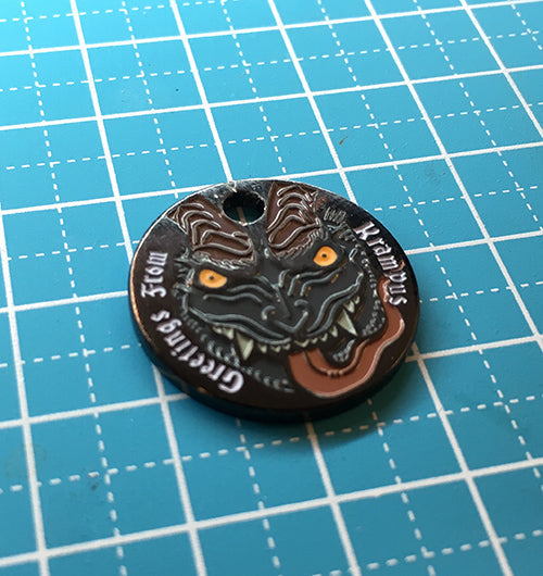 GREETINGS FROM KRAMPUS- ENAMEL TAG
