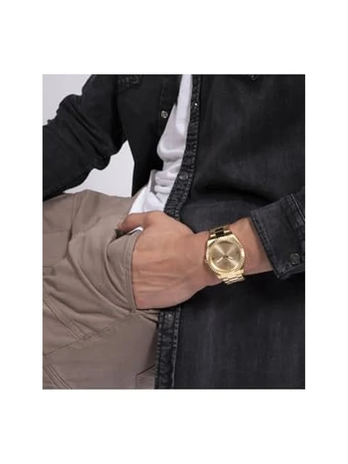 Guess Round Beige Dial Analog Watch - GW0542G2