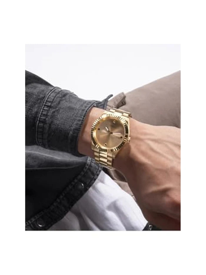 Guess Round Beige Dial Analog Watch - GW0542G2