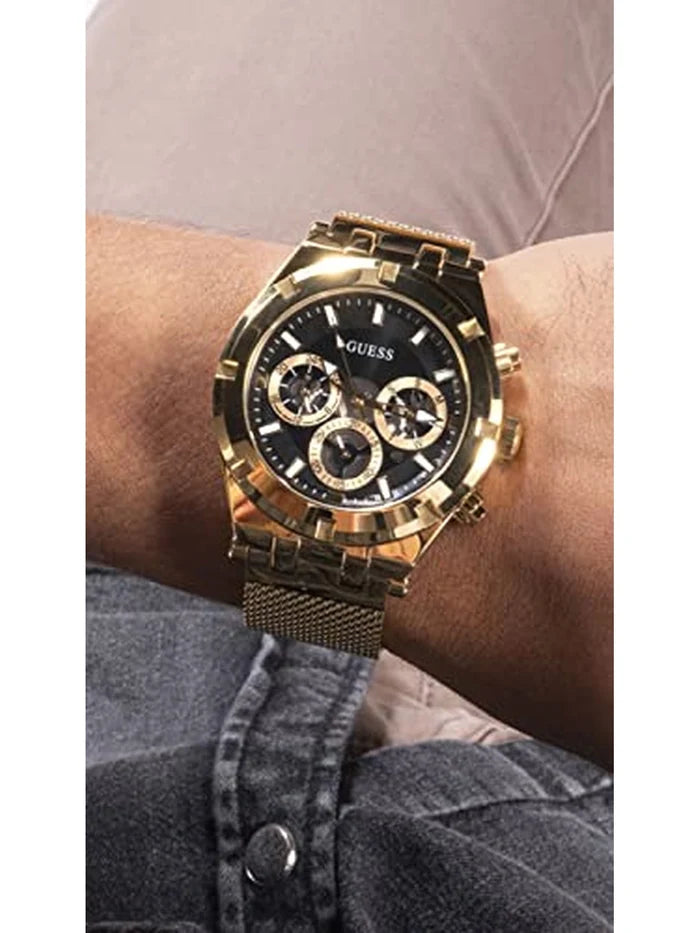 Guess Round Black Dial Analog Watch - GW0582G2