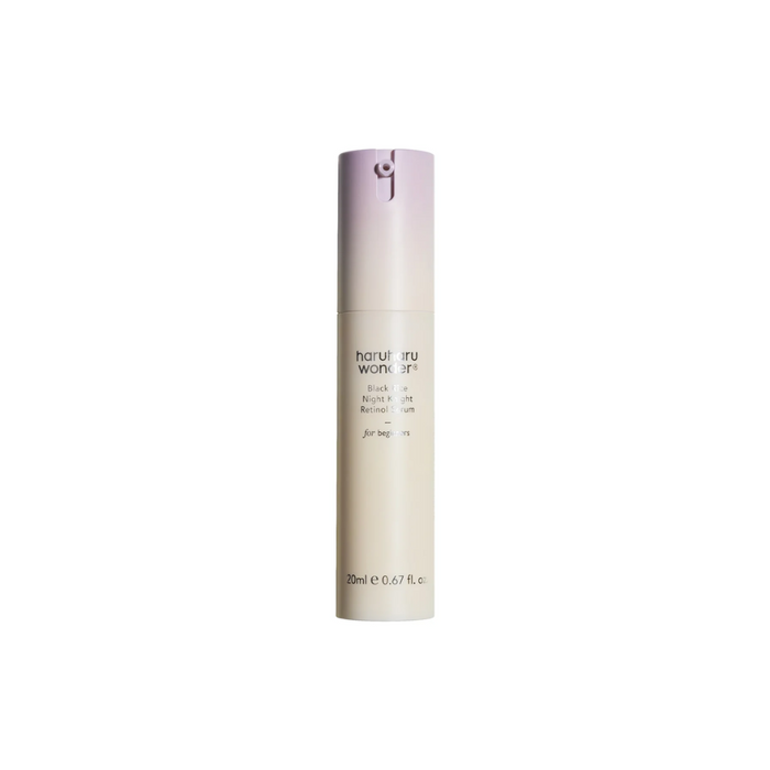 HARUHARU WONDER Black Rice Night Knight Retinol Serum is a potent night-time treatment designed to rejuvenate and restore your skin as you sleep. This serum combines the anti-aging benefits of 0.08% Retinol with the nourishing effects of Black Rice Extract to promote cell turnover and enhance skin elasticity. Bakuchiol, a natural alternative to retinol, helps to smooth lines and wrinkles while being gentle on the skin. Enriched with Ceramide NP and Sunflower Seed Oil, it also strengthens the ski