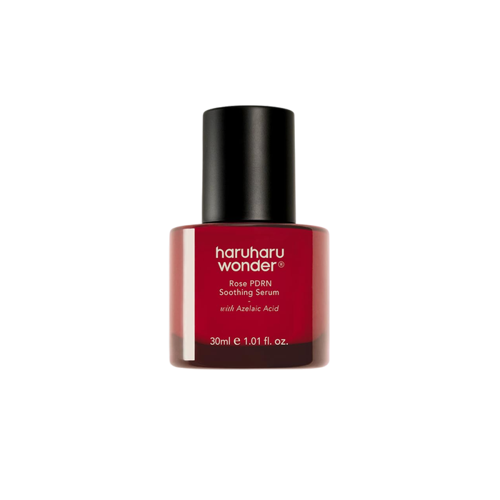 HARUHARU WONDER Rose PDRN Soothing Serum is a lightweight, calming serum designed to hydrate, soothe, and restore tired-looking skin. Formulated with Rose PDRN and Azelaic Acid, it helps improve uneven skin tone, reduce redness, and support healthy skin renewal. Niacinamide and Centella Asiatica Extract work to brighten and calm irritation, while Panthenol and Sodium PCA provide lasting hydration and strengthen the skin barrier. The creamy yet fast-absorbing texture leaves skin smooth, refreshed