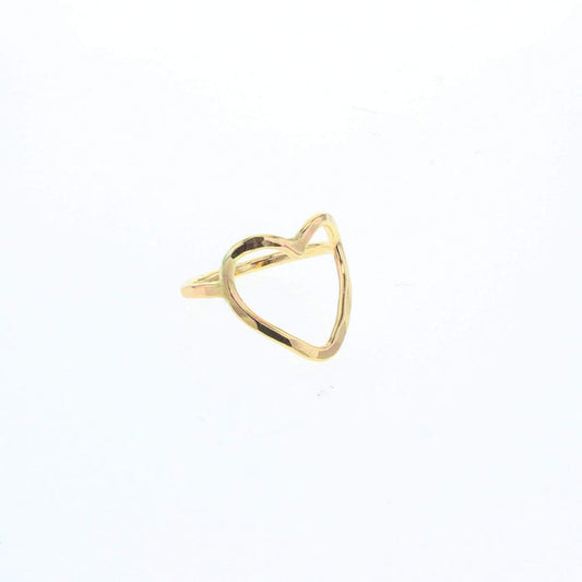 Gold-filled heart-shaped ring with open band, small raised heart design
