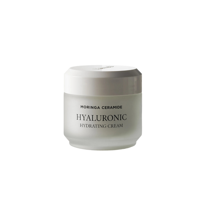 HEIMISH Moringa Ceramide Hyaluronic Hydrating Cream is a rich, nourishing moisturizer designed to deeply hydrate and strengthen the skin barrier. Infused with Moringa Seed Oil and Ceramide NP, it locks in moisture and enhances skin resilience. Hydrolyzed Hyaluronic Acid delivers intense hydration, while Shea Butter and Beta-Glucan soothe and soften the skin. The creamy texture absorbs smoothly, leaving your skin feeling plump, calm, and revitalized. Perfect for daily use to maintain a healthy, b