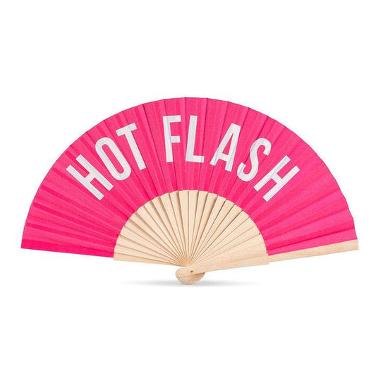 Abbott HOT FLASH Hand Fan with foldable design and colorful fabric, perfect for cooling and personal comfort.