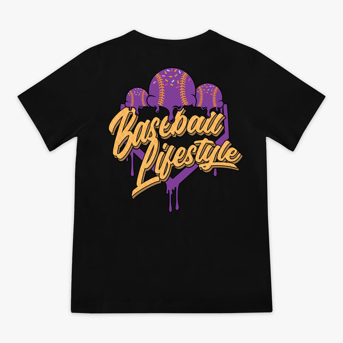 Black Ice Cream Cosmic Cone Crunch youth graphic tee — back view