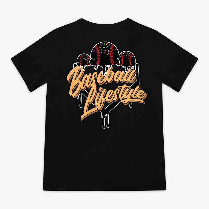 Black Ice Cream Midnight Sundae youth graphic tee — back view