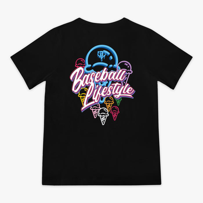 Black Ice Cream Scoops youth graphic tee — back view