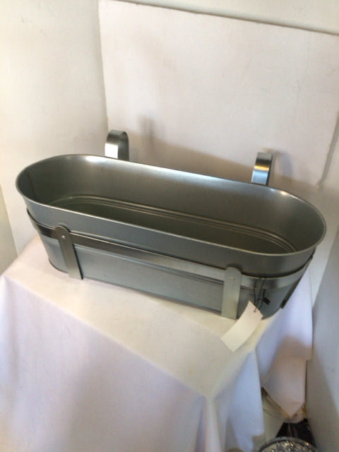 IKEA Oval Silver Metal Fence Pot