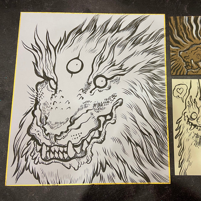 INK DRAWINGS ON PAPER BOARD