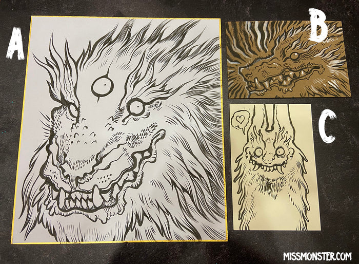 INK DRAWINGS ON PAPER BOARD