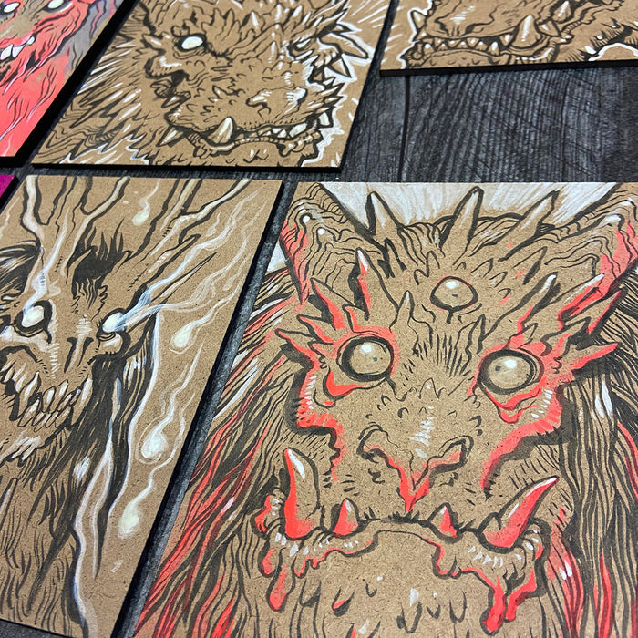 INK PAINTINGS ON WOOD BOARD