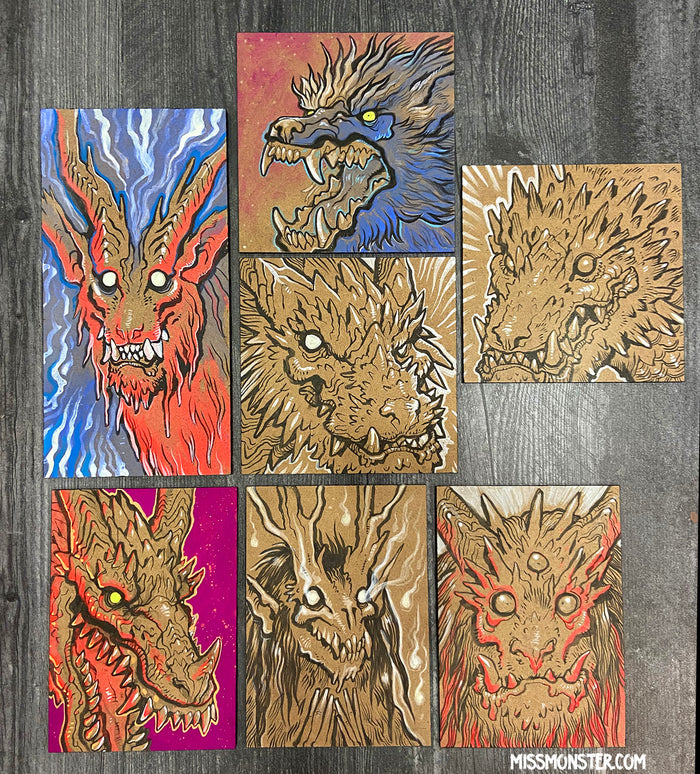 INK PAINTINGS ON WOOD BOARD