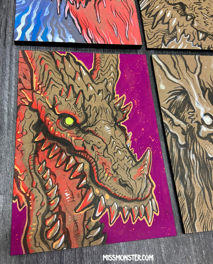 INK PAINTINGS ON WOOD BOARD