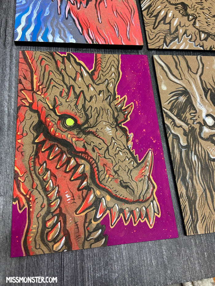 INK PAINTINGS ON WOOD BOARD