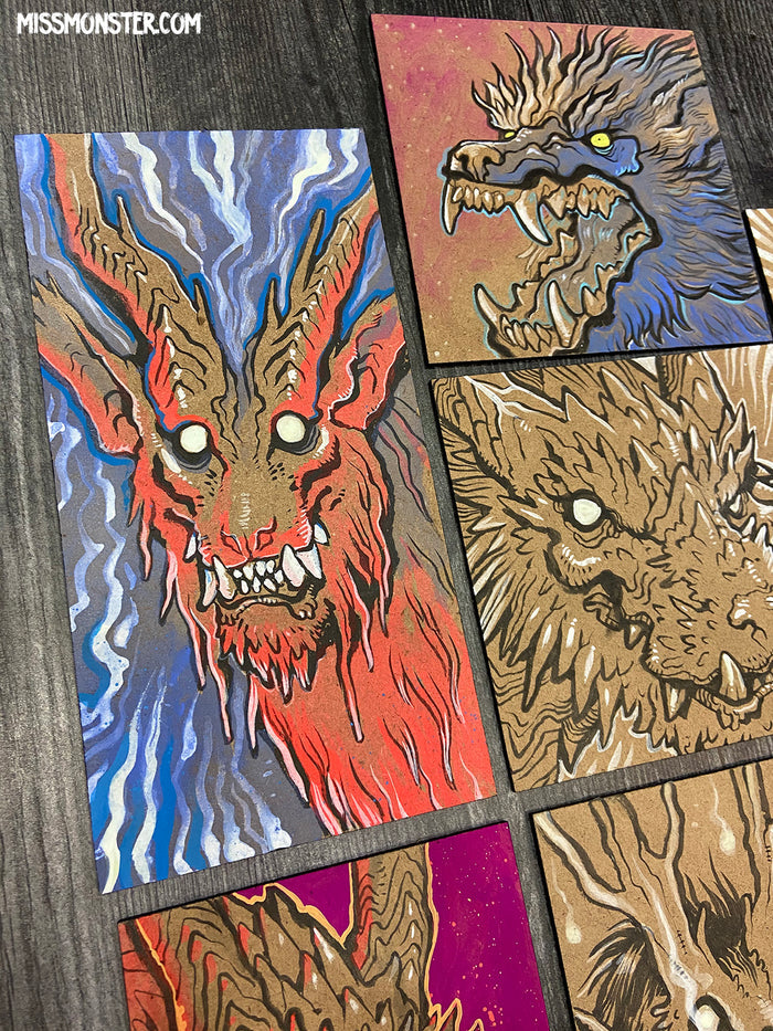 INK PAINTINGS ON WOOD BOARD