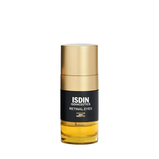 ISDIN Isdinceutics Retinal Eyes eye serum bottle with gold cap and amber base