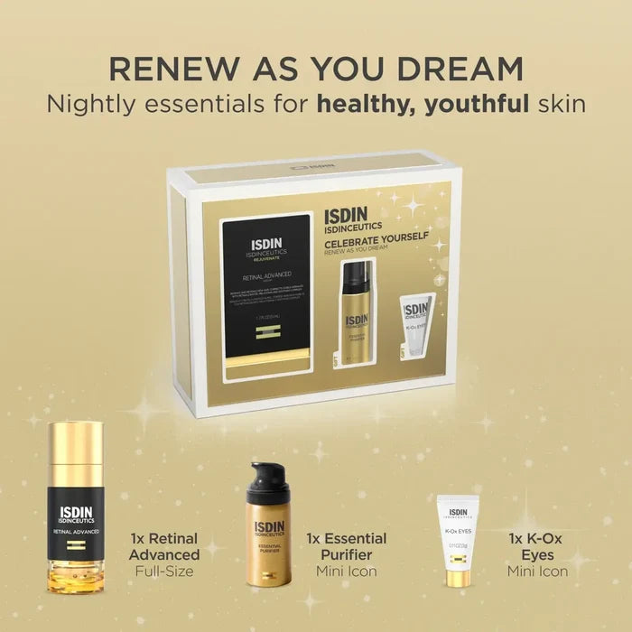 ISDIN Renew As You Dream set with Retinal Advanced serum, Essential Purifier, and K-Ox Eyes