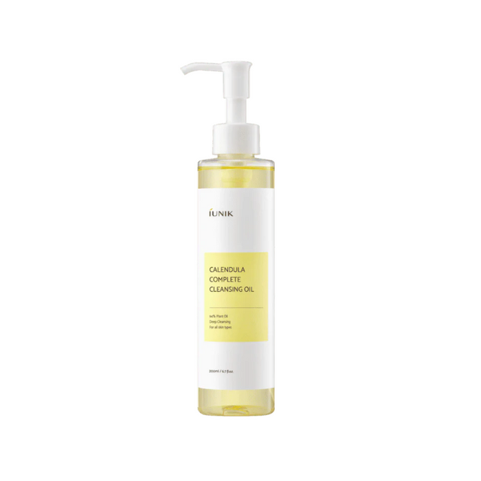 IUNIK Calendula Complete Cleansing Oil is a gentle yet effective oil cleanser that removes makeup, sunscreen, and impurities while nourishing the skin. Enriched with Calendula Flower Extract, Sunflower Seed Oil, and Jojoba Seed Oil, it soothes and hydrates, leaving skin clean, soft, and refreshed. Perfect for all skin types, this cleansing oil ensures a thorough cleanse without stripping the skin's natural moisture.