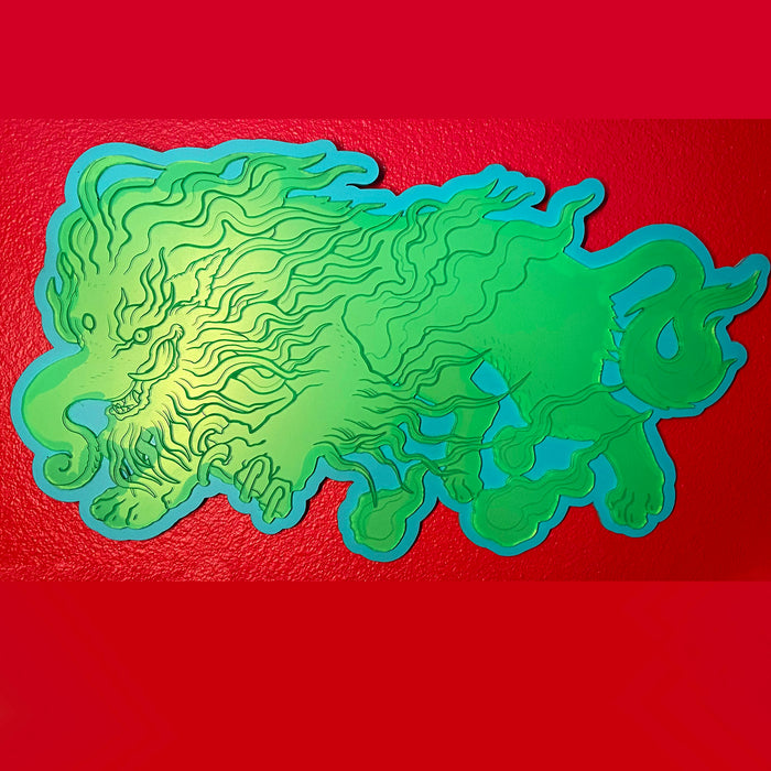 JAPANESE BAKU - ACRYLIC WALL HANGING- FLUORESCENT GREEN