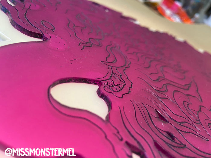 JAPANESE BAKU - ACRYLIC WALL HANGING- PURPLE