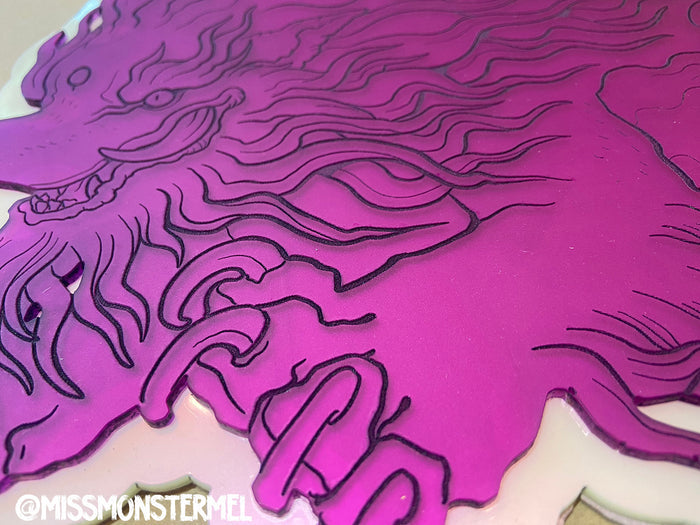 JAPANESE BAKU - ACRYLIC WALL HANGING- PURPLE