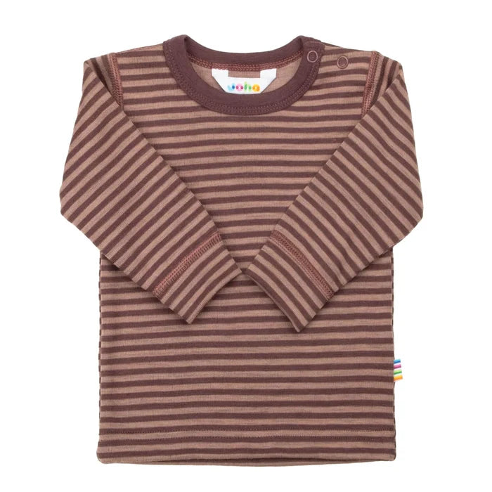Joha uld langærmet stribet bluse rosa