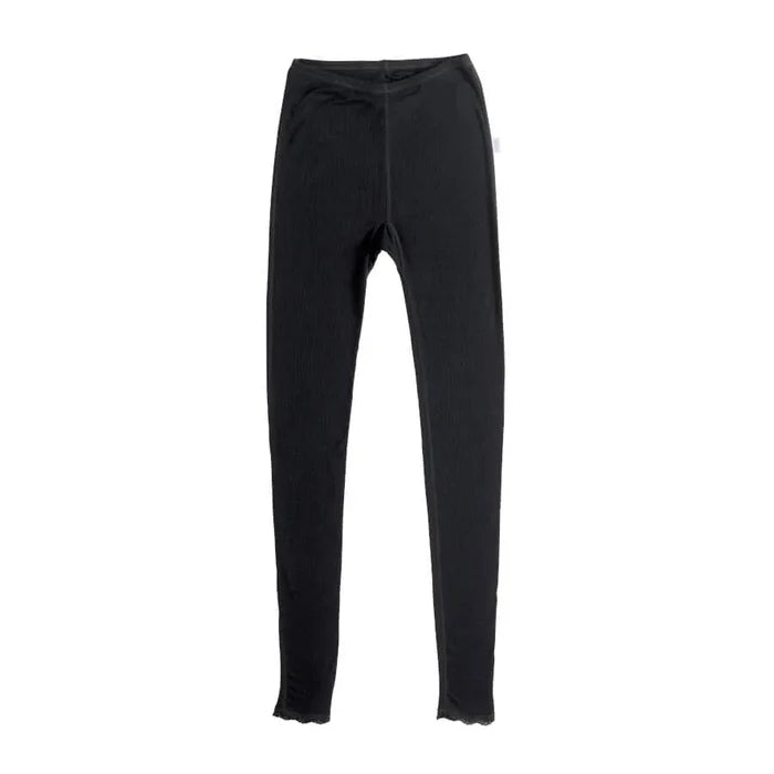 Joha sorte leggings med blondekant
