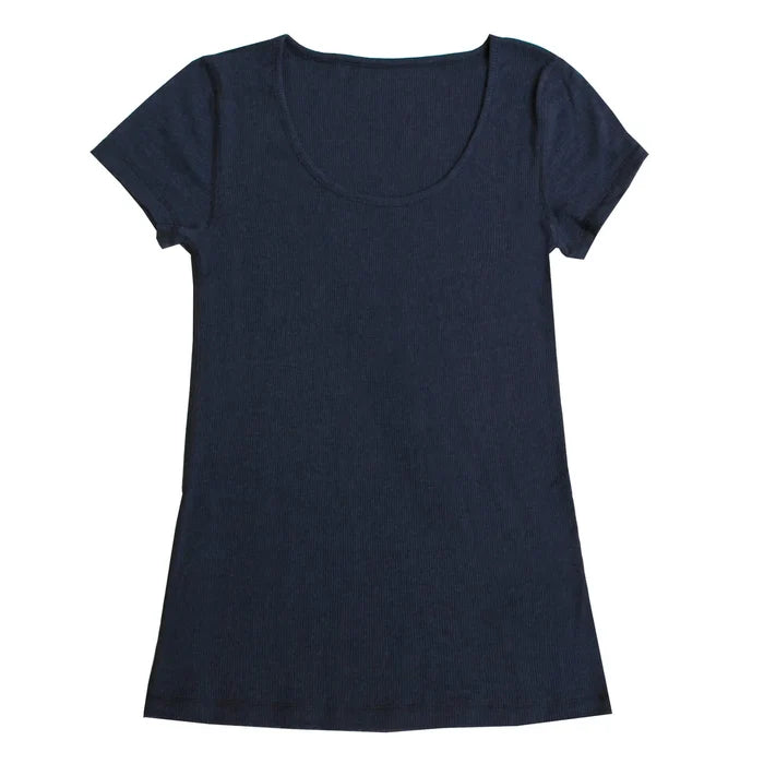 Joha kortærmet uld rib t-shirt i mørkeblå