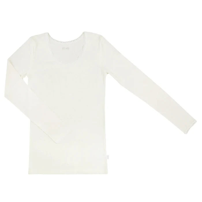 Joha uld-silke langærmet t-shirt med lille blondekant