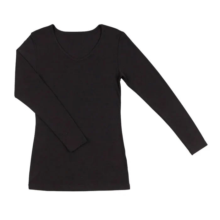 Joha uld silke langærmet t-shirt sort