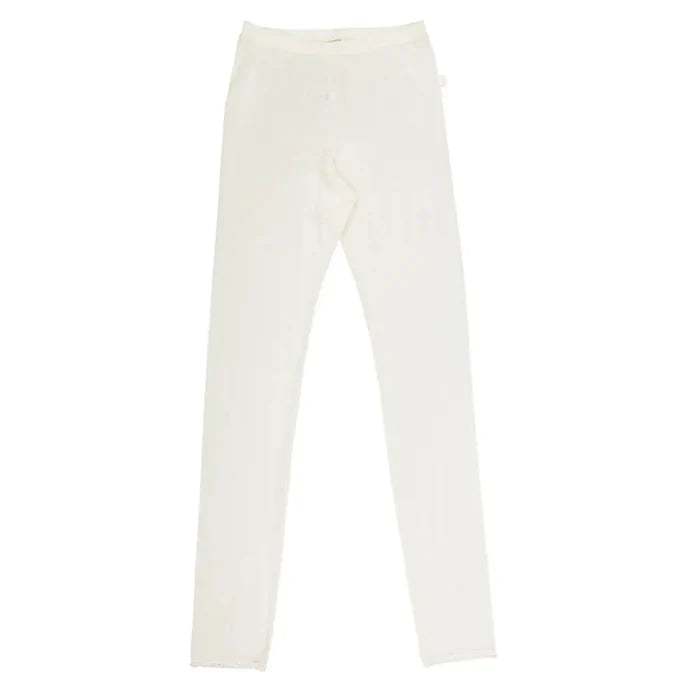 Joha uld-silke leggings med blondekant naturhvid-0