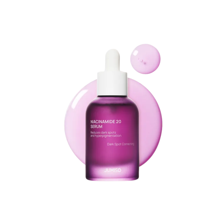 JUMISO Niacinamide 20 Serum is a high-strength brightening serum designed to target dark spots, uneven skin tone, dullness, and enlarged-looking pores. Formulated with 20% Niacinamide, Tranexamic Acid, Glutathione, Hexylresorcinol, Hyaluronic Acid, Centella-derived ingredients, Allantoin, and botanical extracts, it helps improve radiance, hydrate the skin, and support a smoother, clearer-looking complexion. Best suited for dull, uneven, oily, combination, and pigmentation-prone skin. Sensitive s
