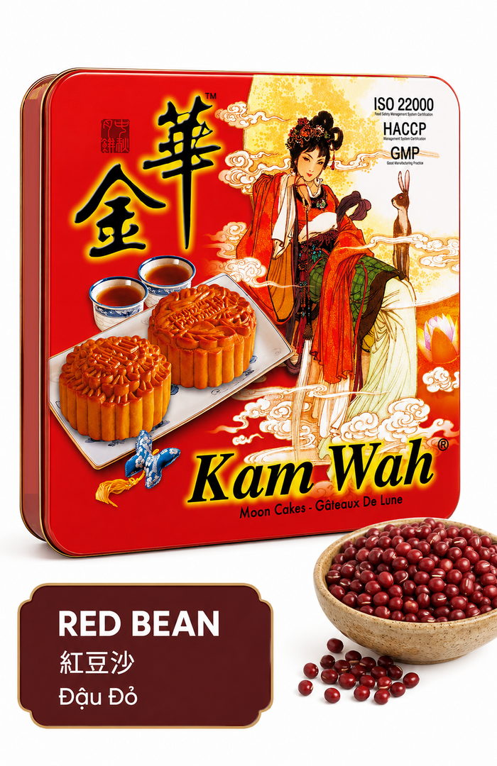 Kam Wah Red Bean Mooncake with sweet red bean paste and a delicately baked pastry shell