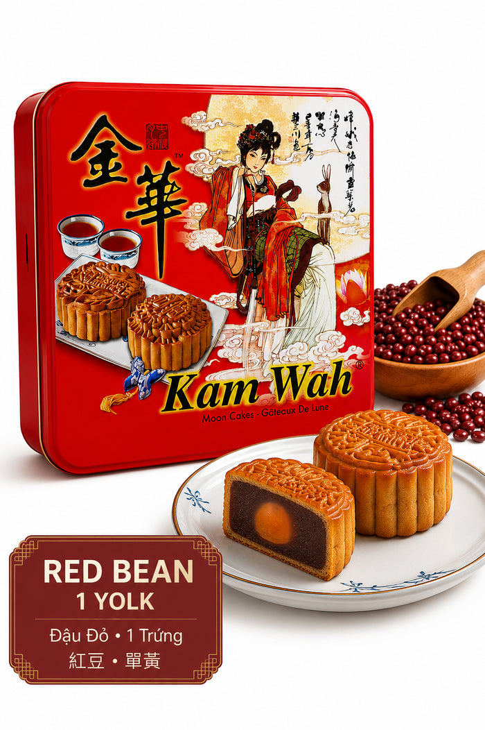 Authentic Kam Wah Red Bean Mooncake made with rich red bean paste for a classic Mid-Autumn treat 1 yolk