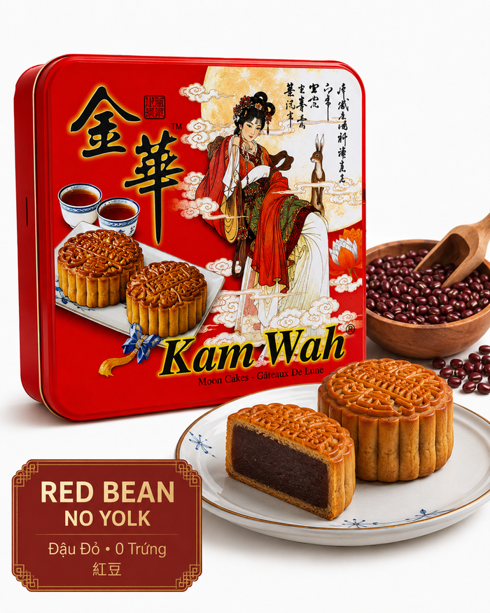 Hong Kong-style Kam Wah Red Bean Mooncake crafted with premium red beans and golden pastry crust