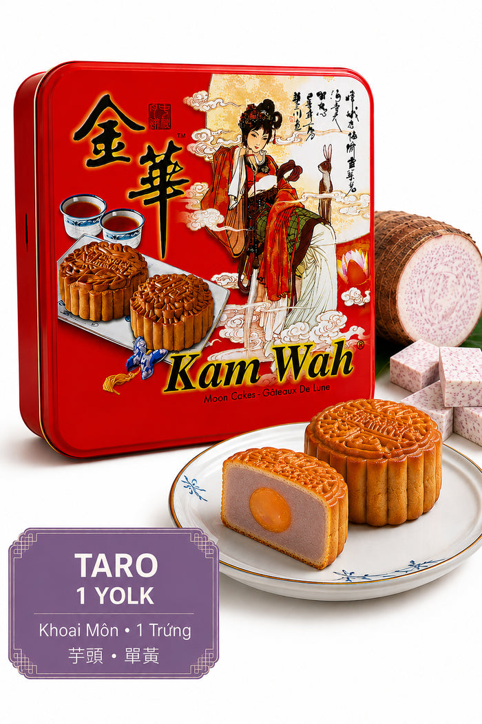 Traditional Kam Wah Taro Mooncake crafted with sweet taro filling for Mid-Autumn Festival enjoyment 1 yolk